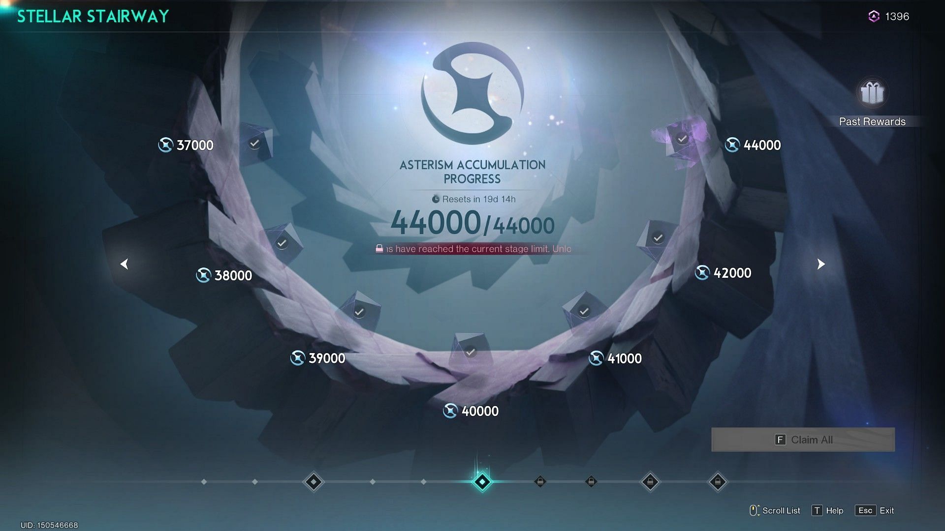 Stellar Stairway progression menu (Image via Starry Studio)